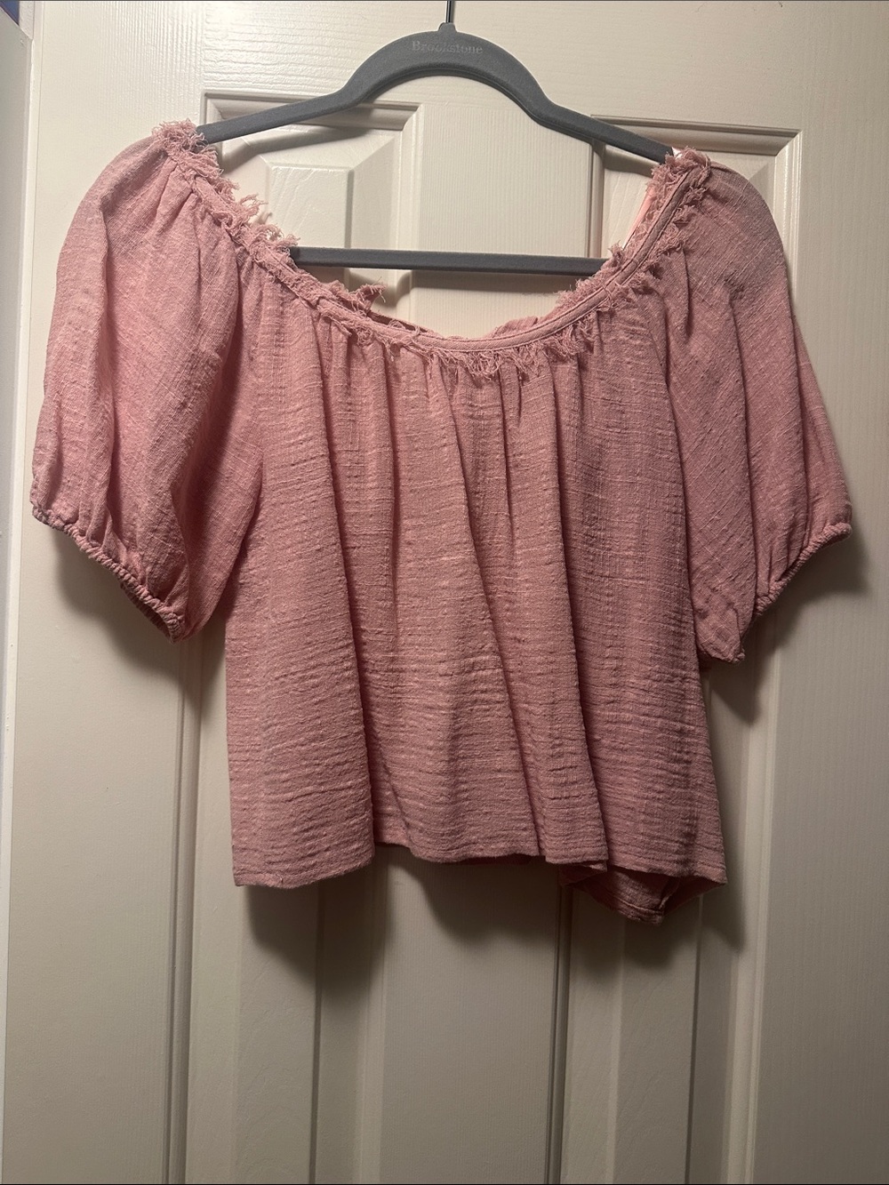 Very J Blush Pink Off-Shoulder Peasant Top